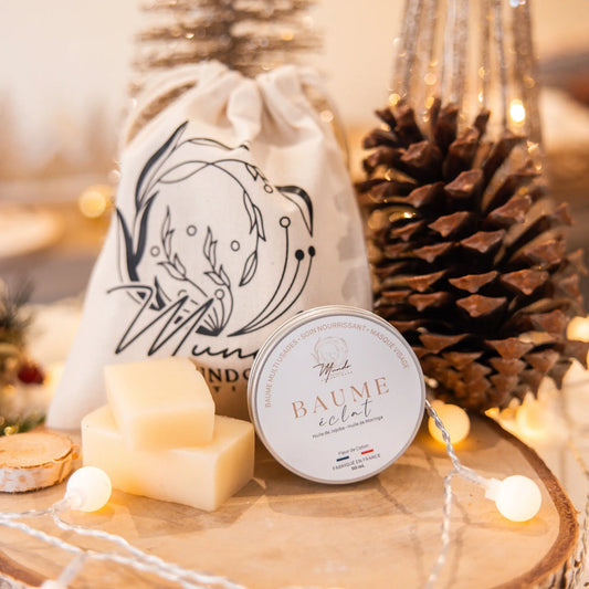 Coffret Cadeau Homme Noël – Savon Bois d’Aloès & Baume Naturel – Pochon Coton Mundo