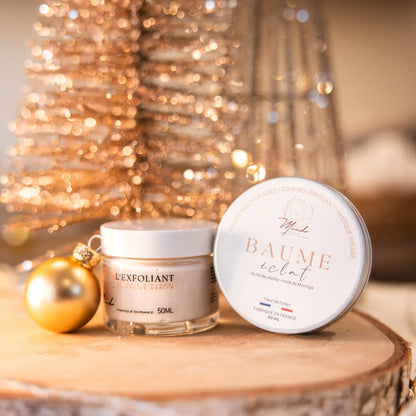 Coffret Noël en Provence – Exfoliant Visage & Baume Éclat – Pochon Coton Mundo