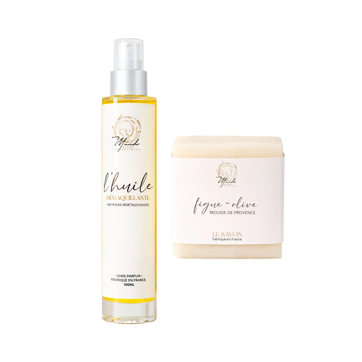 Duo Double Nettoyage – Huile Démaquillante & Savon Mousse de Provence Mundo