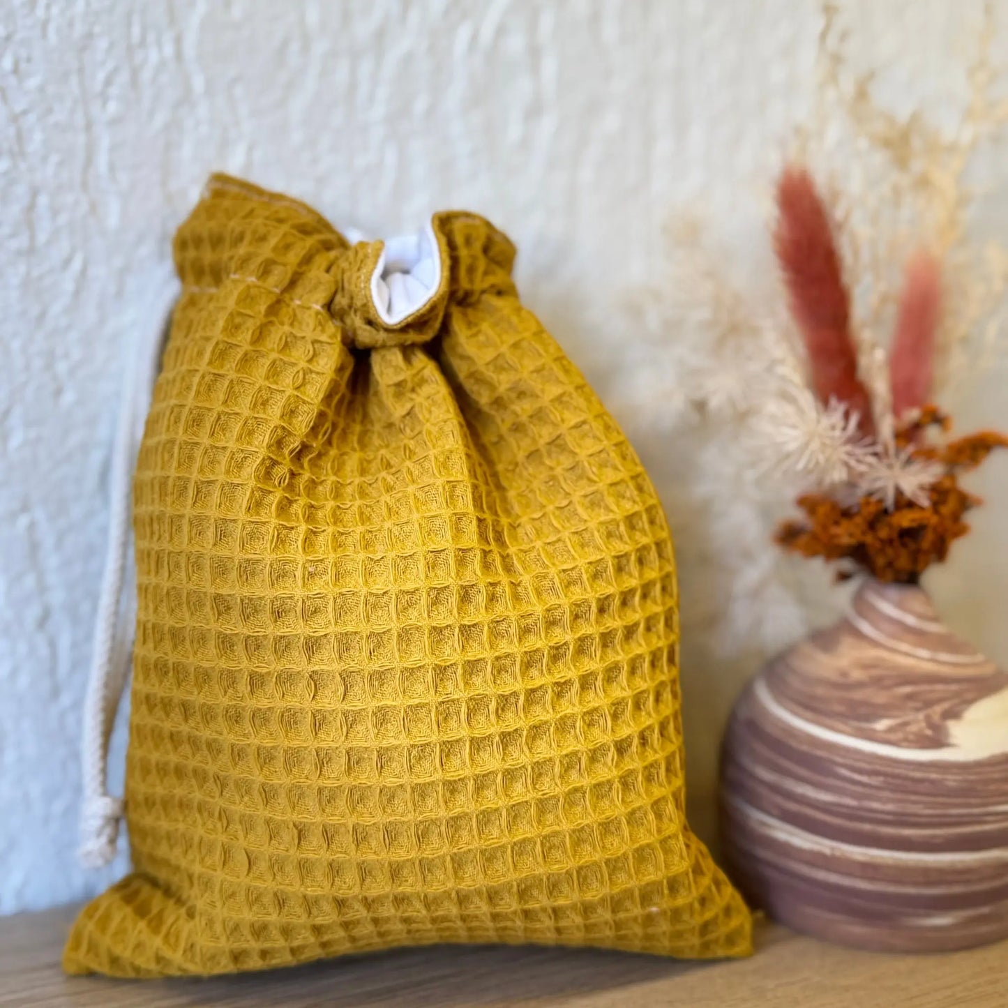 Pochon imperméable en gaze de coton fait main Mundo