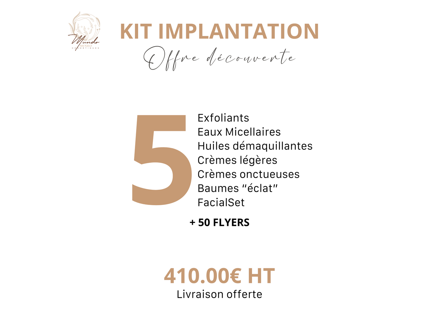 kit implantation pour institut de beauté marque de cosmétiques naturels et locale